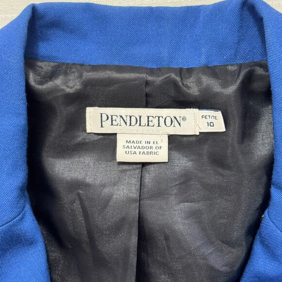 PENDLETON Women’s Blazer Size 10P 100% Virgin Wool Blue Classic Tailored Jacket - Picture 5 of 8